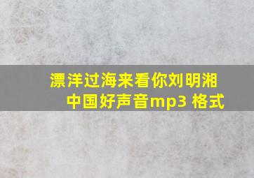 漂洋过海来看你刘明湘中国好声音mp3 格式